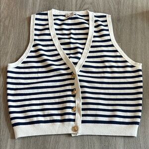 J. Crew Navy and White Striped Vest